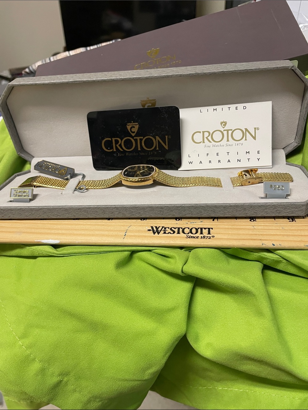 Croton Gold Mesh Bracelet Watch with Black Dial